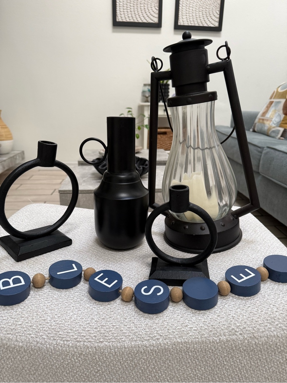 Black Decorative Lantern and Candle Holder Set - Home Accents